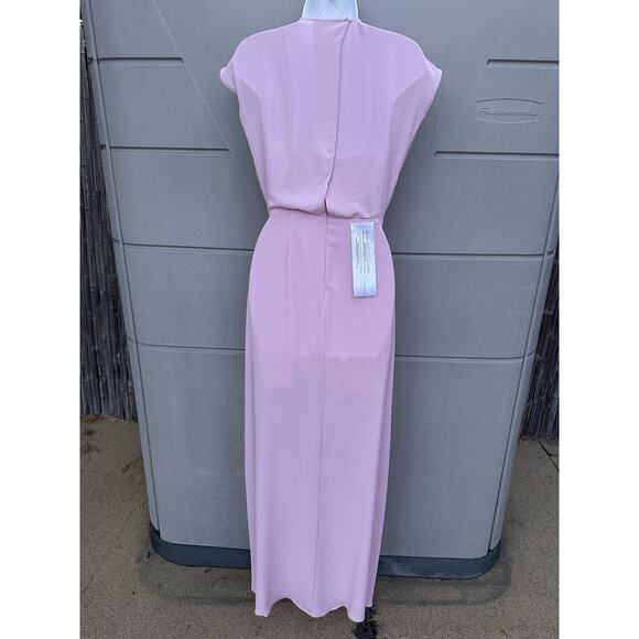BCBG MAXAZRIA Sz 0 Pink Ruffle Cascade V-Neck Front Slit Gown $298 Bride’s Maid - Picture 9 of 16
